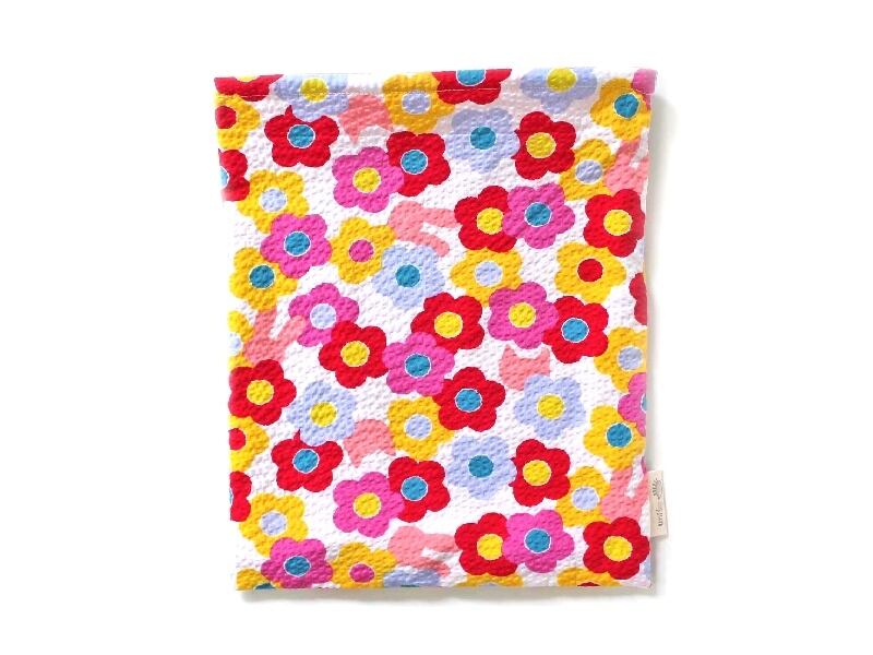 ハリネズミ用寝袋 L(夏用) 綿リップル×スムースニット カラフルフラワー / Large Snuggle Sack for Hedgehog for Summer