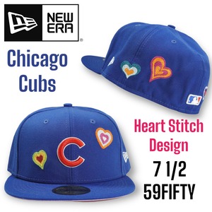【日本未発売】NEWERA 59FIFTY FITTED CHAIN STITCH HEART CAPS 7 1/2 シカゴカブス Chicago Cubs 今永昇太 鈴木誠也 ニューエラ MLB ハートデザイン キャップ