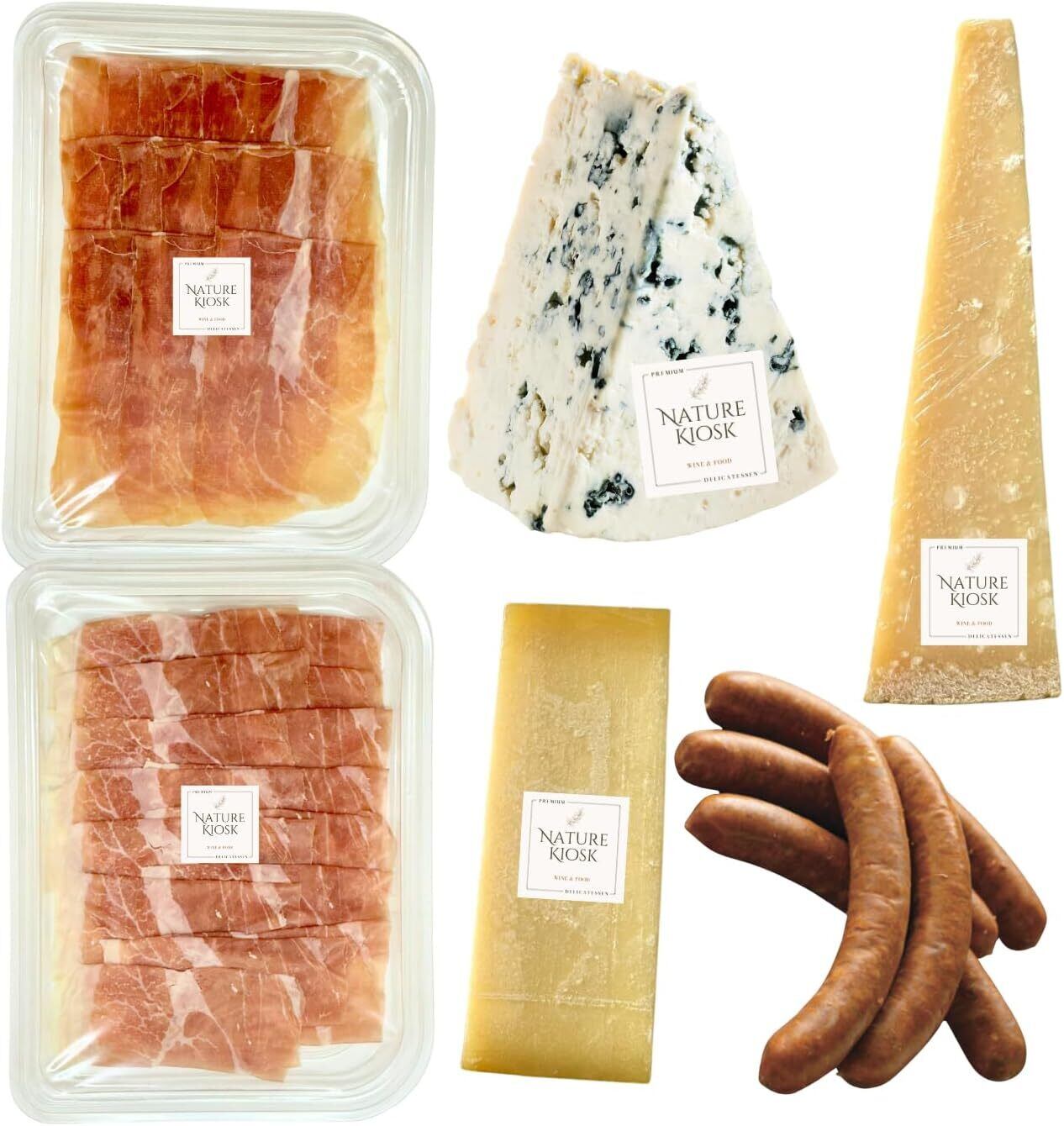 【赤ワインのお供に】チーズ 生ハム ソーセージ 6種(パルミジャーノ レッジャーノ 24M、ロックフォール AOP、グリュイエール 12M、スパニッシュ プロシュート クルード 18M、ジャンボン セック 18M、スパイシーラムソーセージ・メルゲーズ)