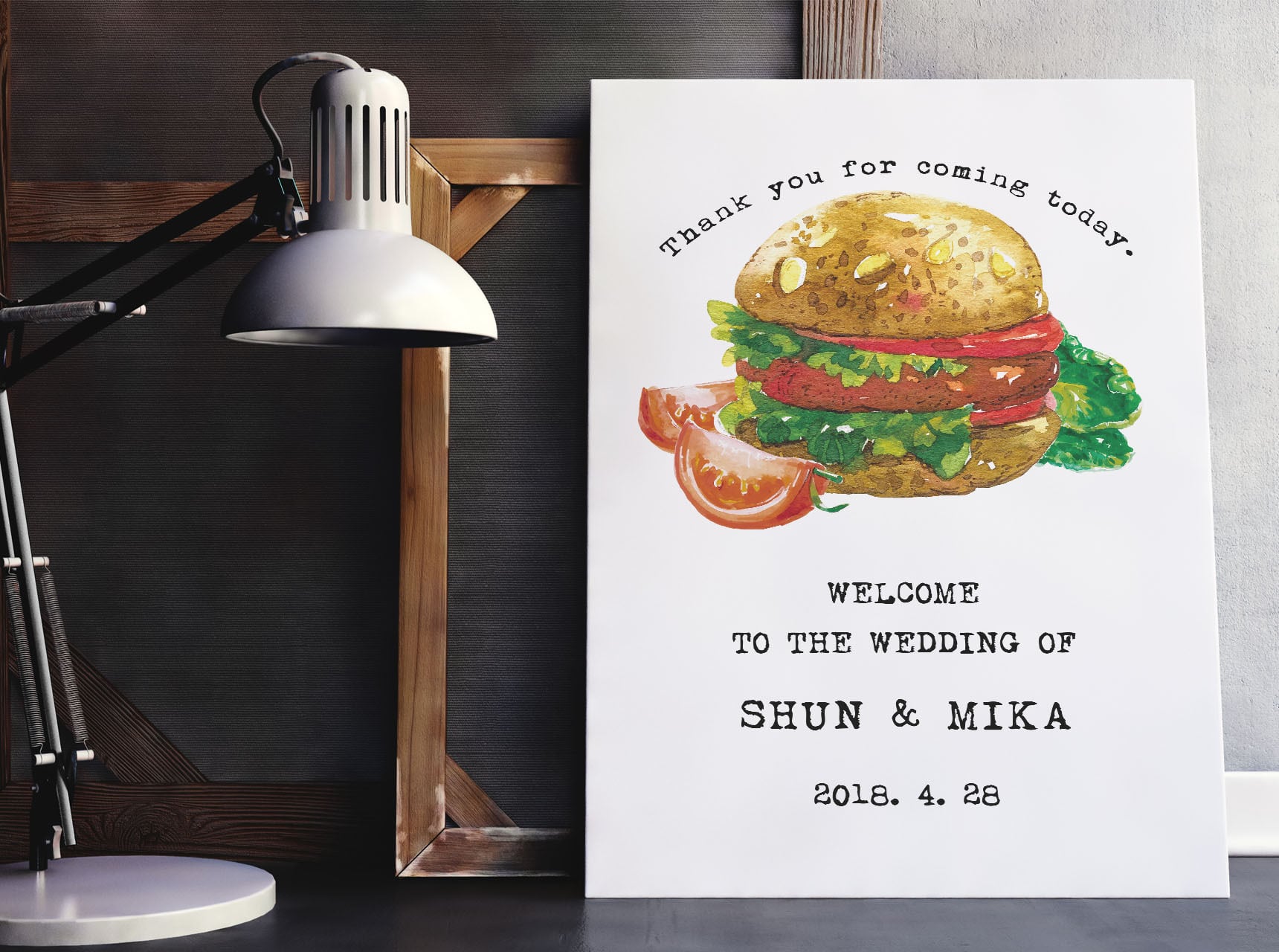 【ハンバーガー】シンプルウェルカムボードシリーズ