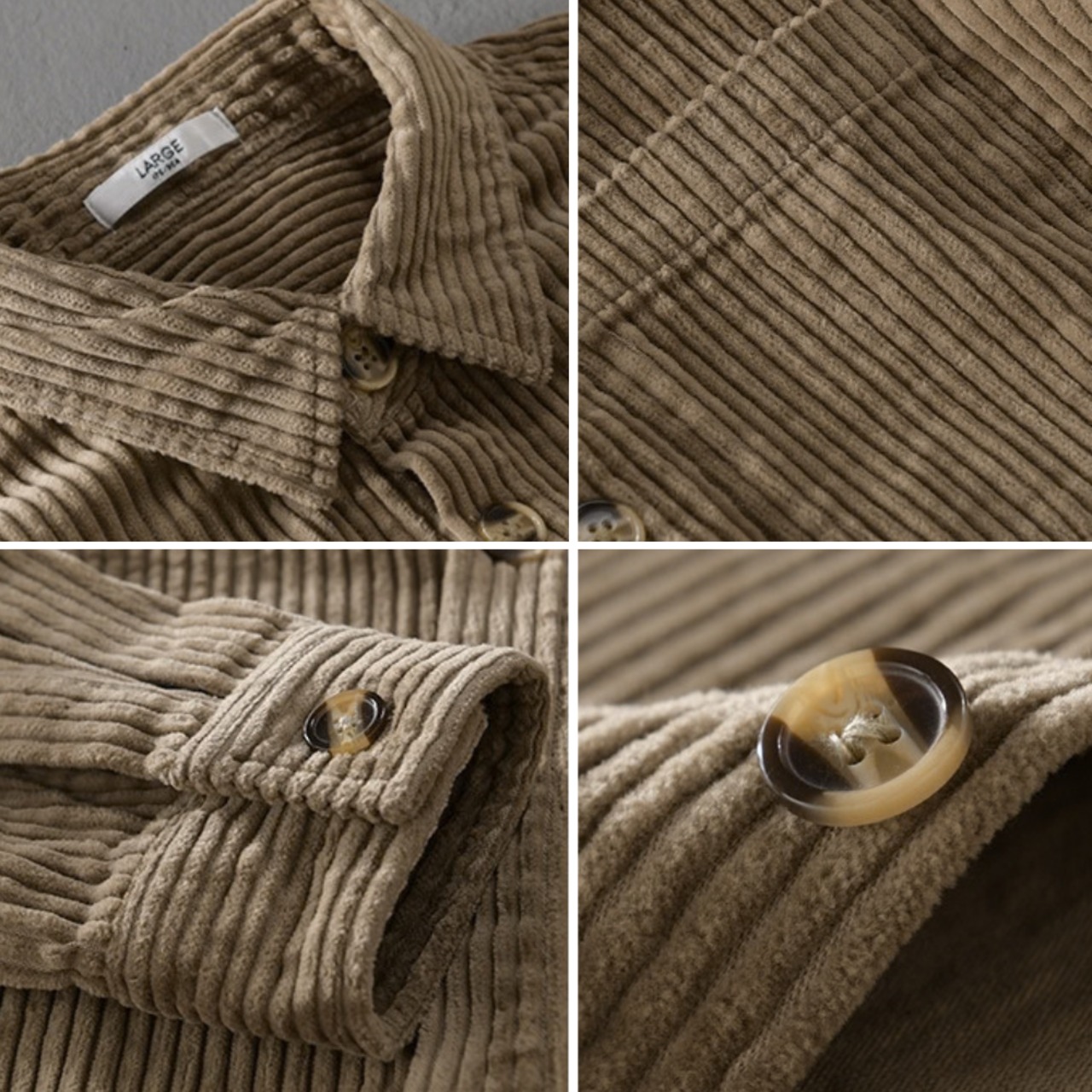 【M-3XL】Solid Corduroy Long Sleeve Shirt / ソリッド コーデュロイ 長袖シャツ