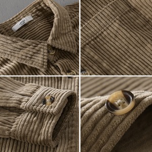 【M-3XL】Solid Corduroy Long Sleeve Shirt / ソリッド コーデュロイ 長袖シャツ
