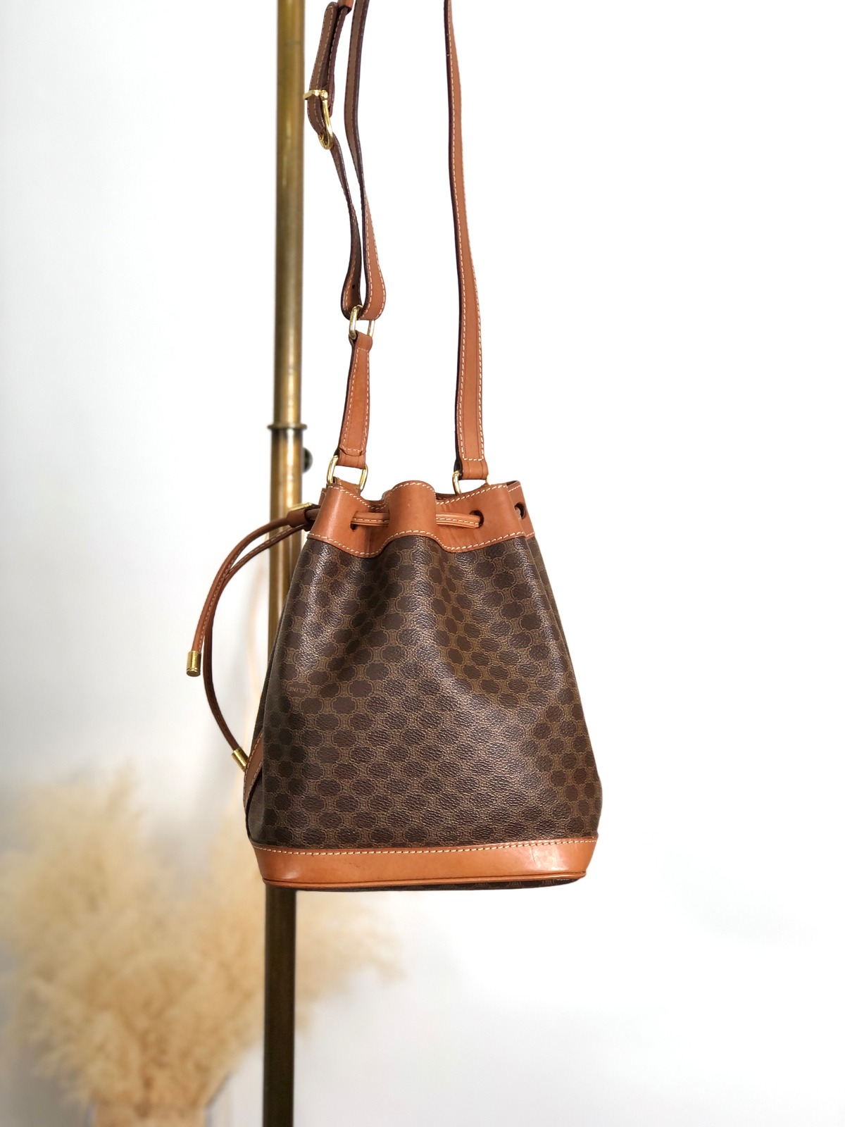 CELINE セリーヌ マカダム ショルダーバッグ ブラウン ブラゾン型押し 