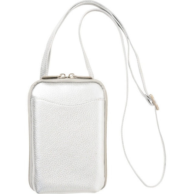 ★ジウディ イタリアンレザースマホショルダー シルバー