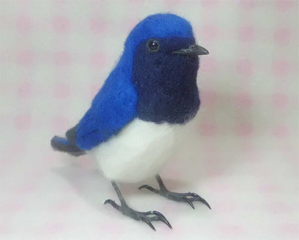 受注作成品】 オオルリ 大瑠璃 野鳥 リアルサイズ♪ 羊毛フィギュア