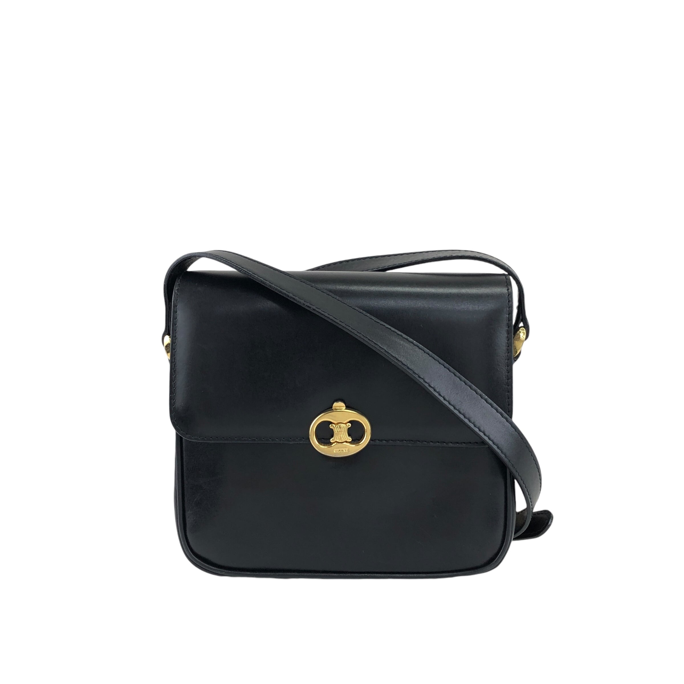CELINE セリーヌ ショルダーバッグ ブラック ブラゾン レザー クロス
