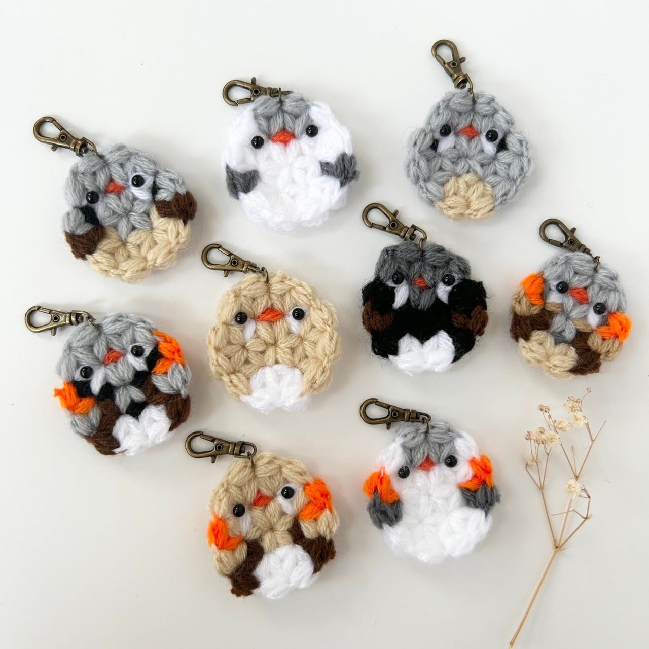 鳥さんもちもちマスコットミニ(キンカチョウ) | 黄色と小鳥と星と