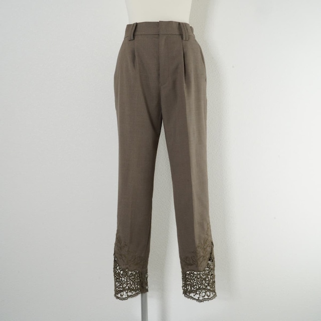 未使用 AMERI アメリ HEM LACE TAPERED PANTS ヘム レース テーパード パンツ センタープレス スラックス ウール混 M