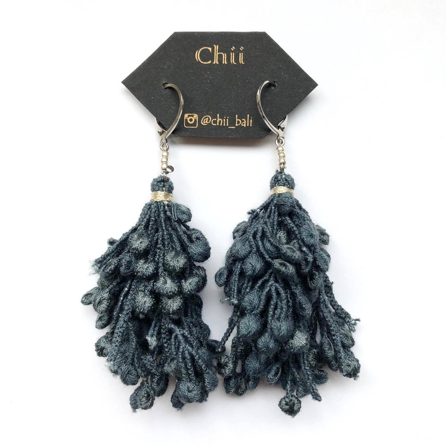 再販6個性的チュールレースタッセルフリンジピアスイヤリングアクセ