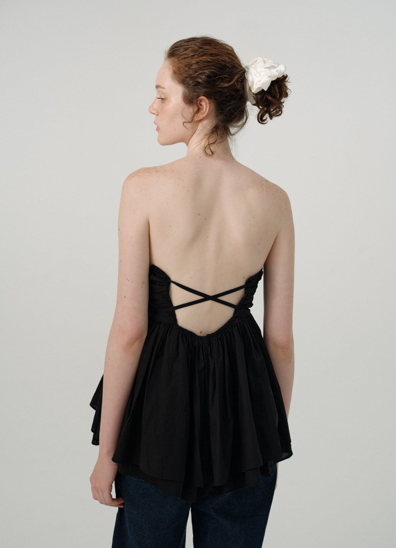 The Barnnet] Black Crepe Peplum Sleeveless Top 正規品 韓国ブランド