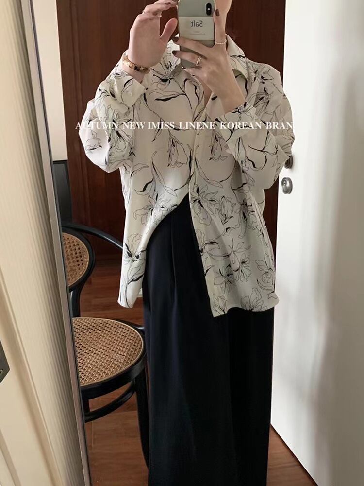 スタイルシャツ スプリングオータムスタンダードルーズ長袖スリーブ ロング レトロ 春物 秋物 ビッグFスモールZ韓国40746679630