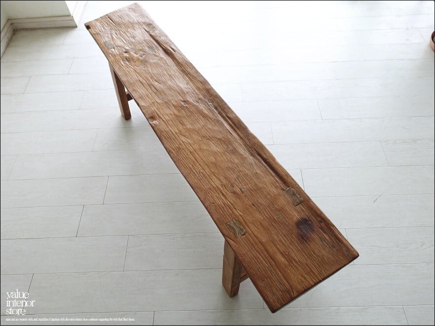 オールドチークベンチBO/K 長椅子 古材家具 ダイニングベンチ 一枚板 無垢材 ナチュラル 椅子 イス 三大銘木 W145cm