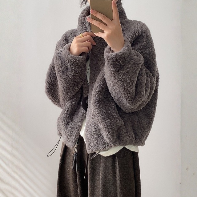 ハイネック ボアショートコート　　12087