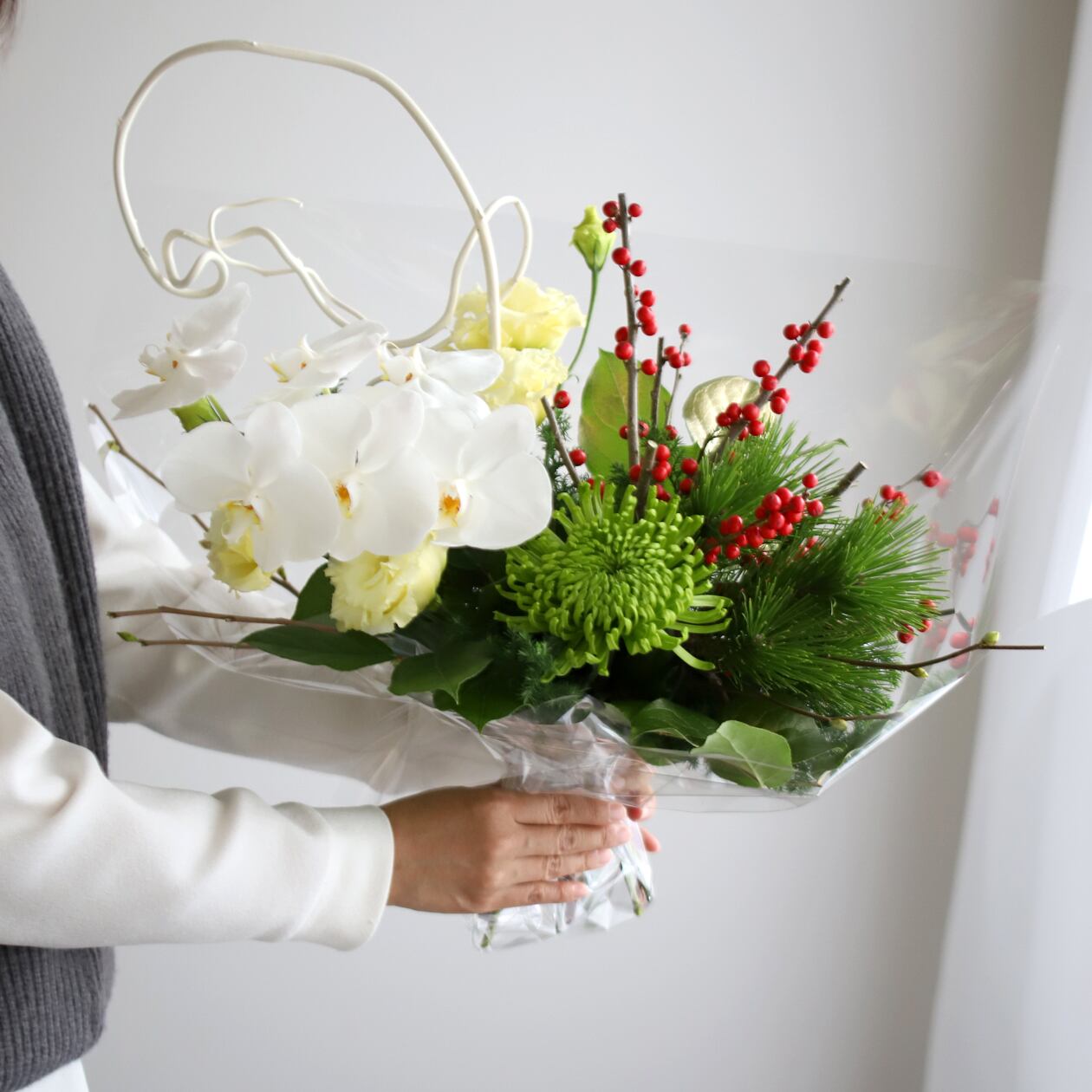 『牡丹白蝶』　お正月壁掛けブーケ　限定品 牡丹白蝶』 お正月壁掛けブーケ 限定品 牡丹白蝶』 お正月壁掛けブーケ