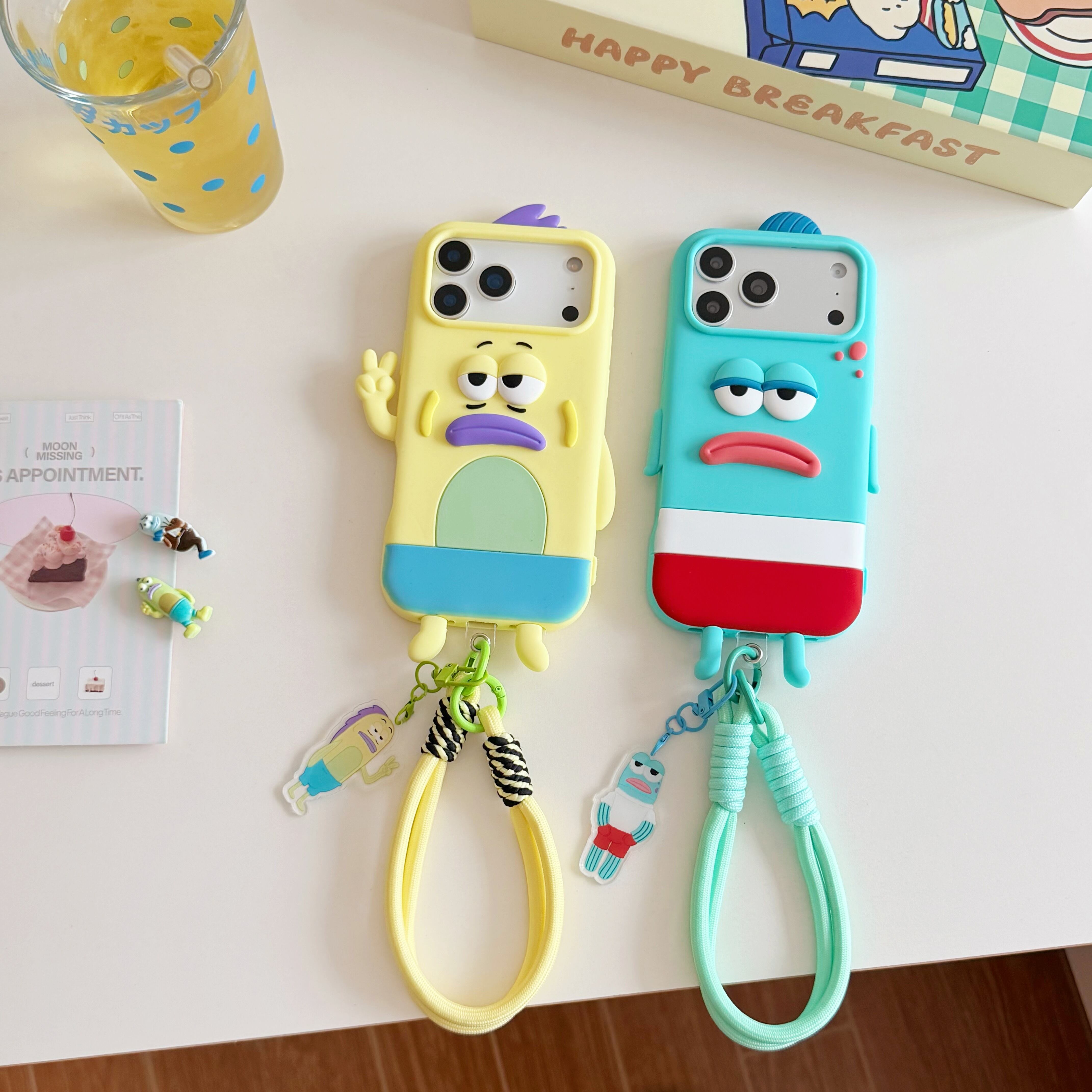 ストラップ付き iPhone 17 16 ケース かわいい シリコン お疲れ顔の魚