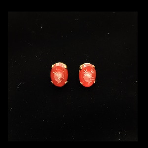 Warrior intaglio terracotta glass oval earrings