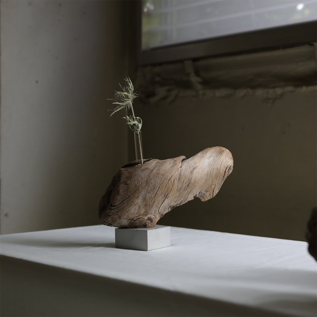 saisei (再生) driftwood flower vase cement 無塗装 | FREEPARK