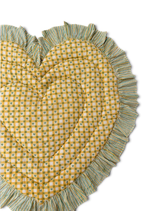 Heart Frill Mat - Combination Color - Yellow Heart Checks【saruche】