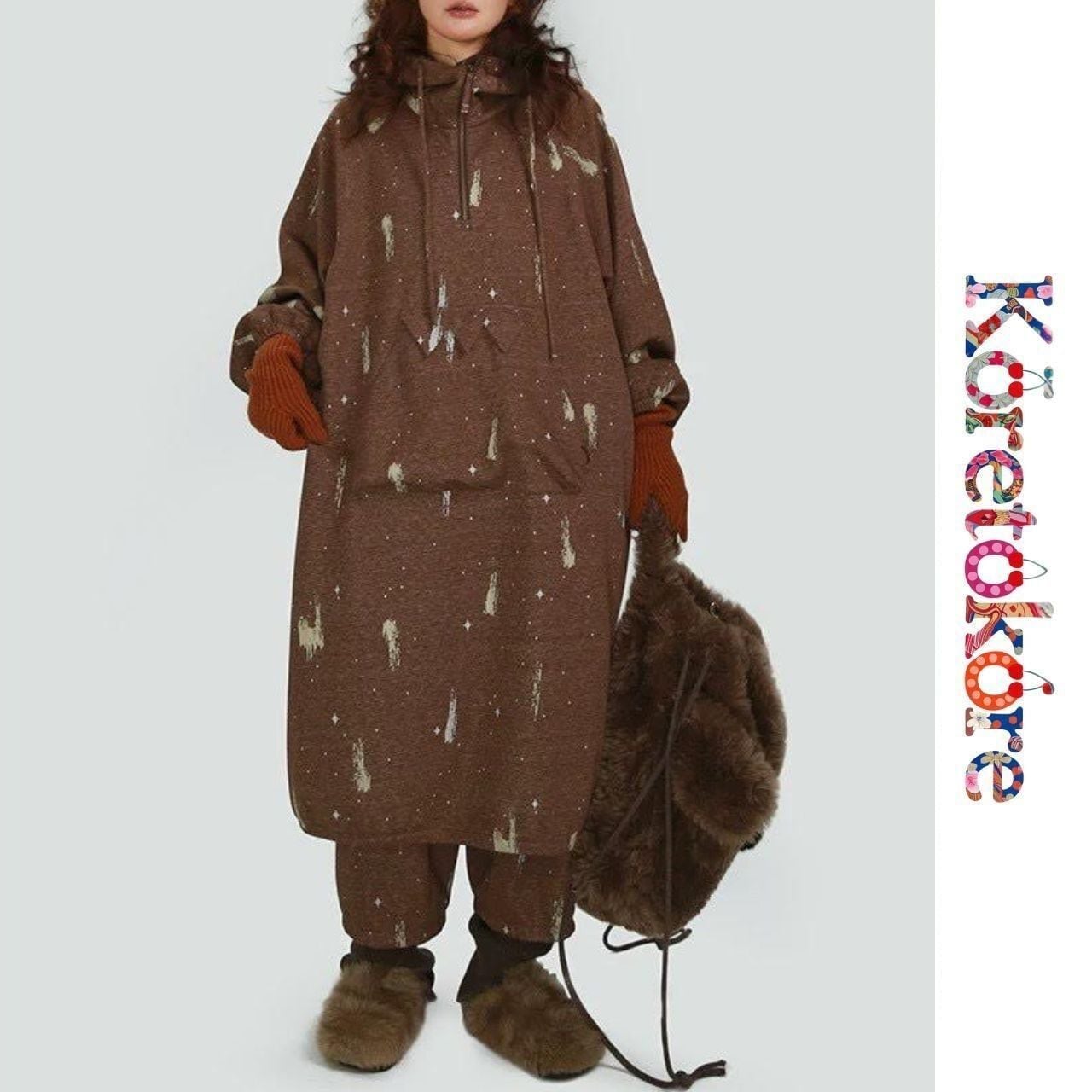 Brush Stroke Starry Hoodie Dress〈2color〉 A0201