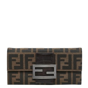 フェンディ ズッカ 長財布 8M0021 ブラウン キャンバス レザー レディース FENDI 【中古】
