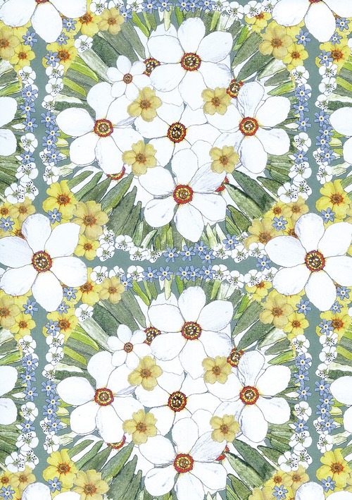 装飾紙 英国製ペーパー Tatty co GW1901 (H-179) Spring Flowers 約50x70cm