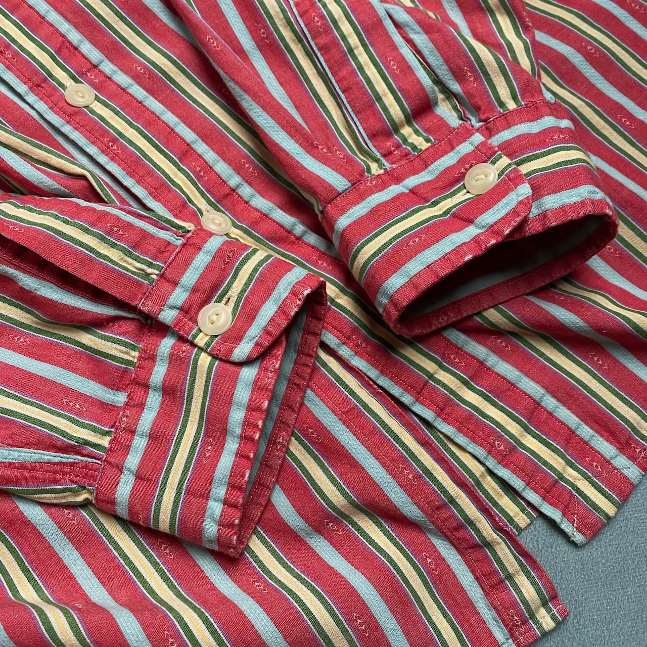 90s RALPH LAUREN ストライプ 長袖 シャツ ラルフローレン レッド L