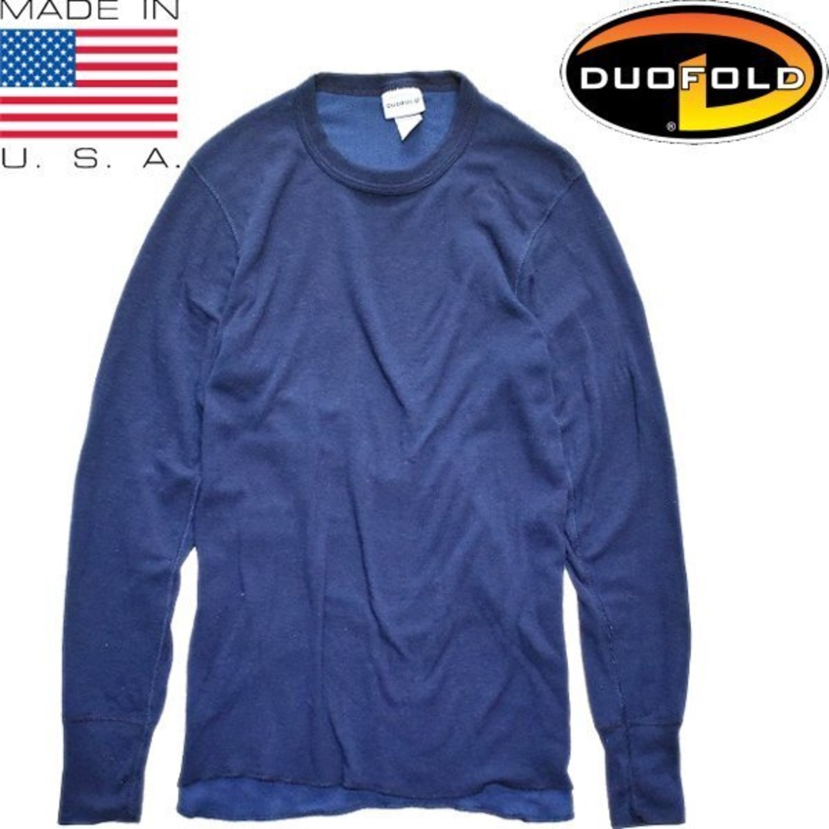 1点物◇USA製DUOFOLD紺サーマル長袖ロンTシャツ古着メンズMレディース 