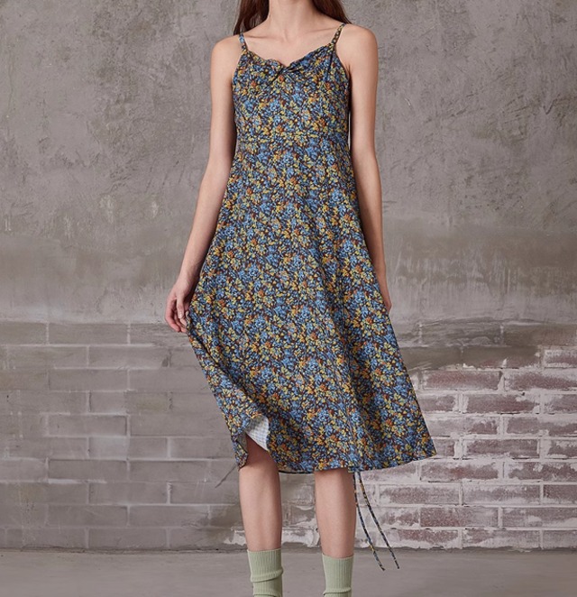 retro small floral camisole dress【2024051603】