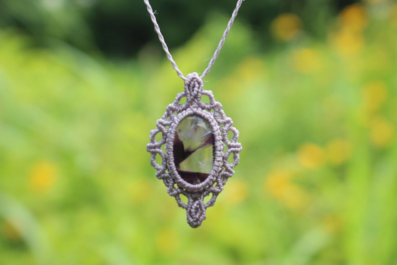 Trapiche amethyst micro macrame design pendant