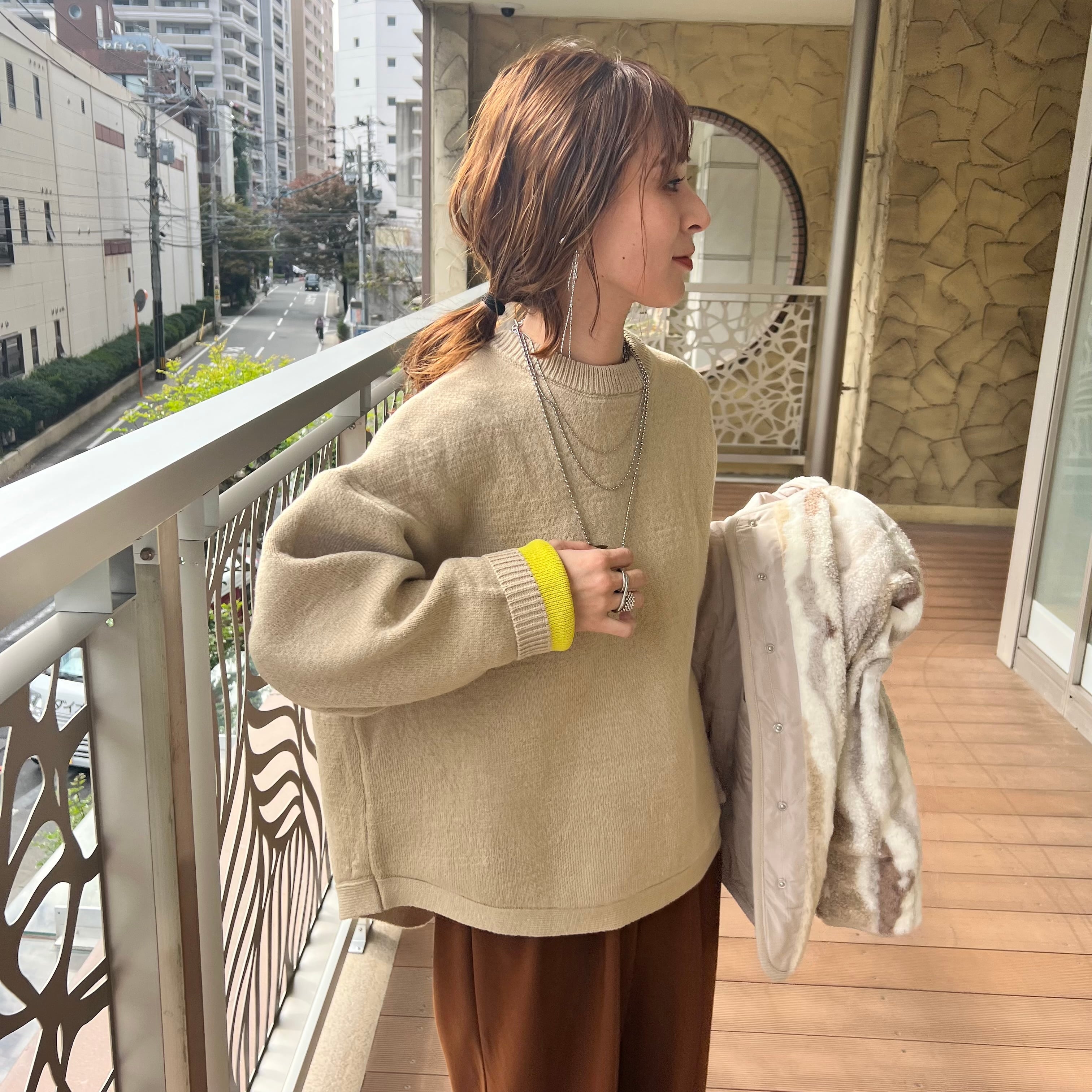 配色ラウンドヘムニットプルオーバー【on5665309-z】宅配便送料無料