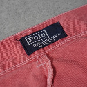 90s 初期型 USA製 Polo by Ralph Lauren POLO CHINO "No pleats" "Nantucket Red" [W38L31相当] 古着