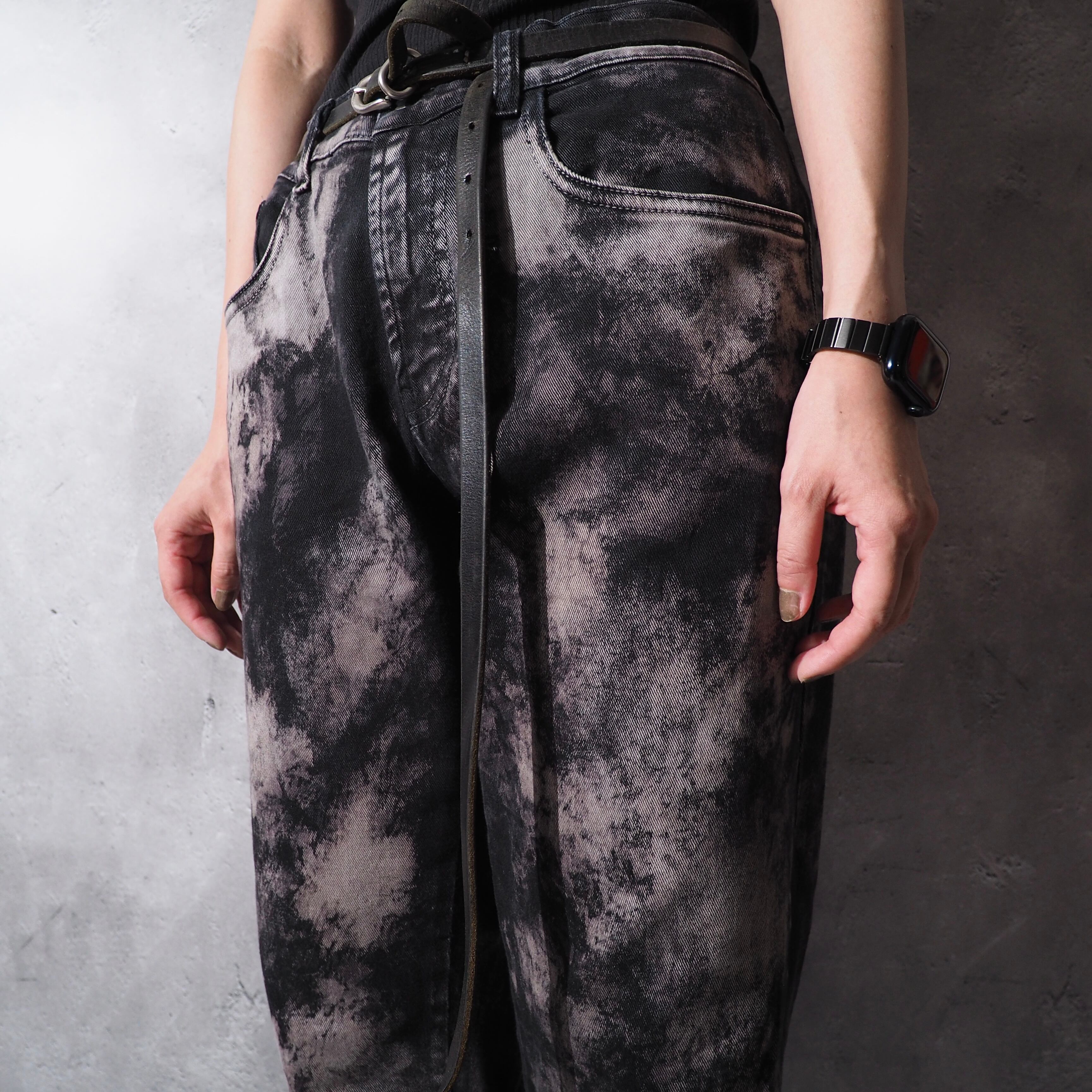 ” Danilo paura ” After-dyeing after decolorization straight pants (made in Italy)