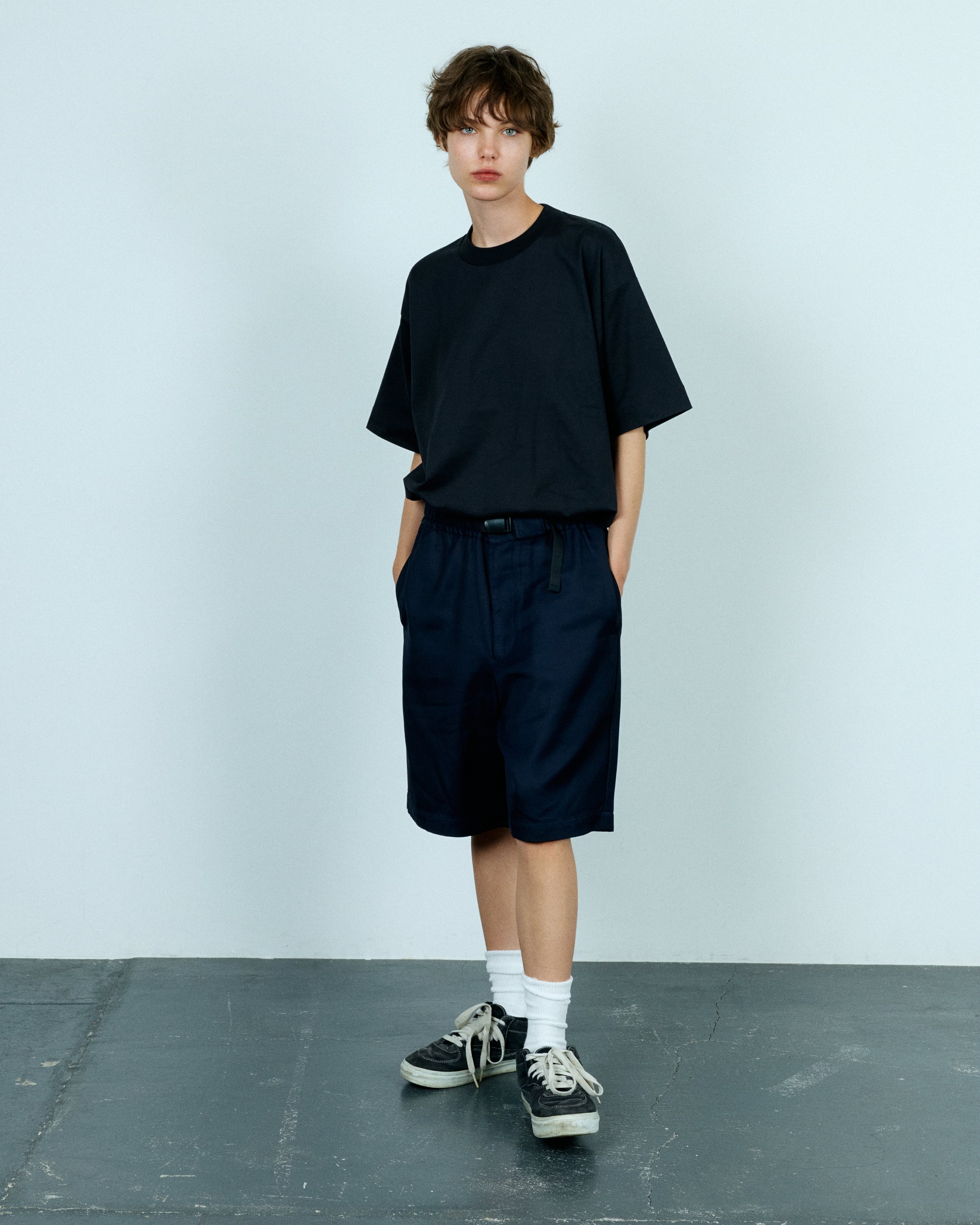 ALOUND TWOTUCK BELTED NYLON SHORTS 黒Mサイズ ALOUND TWOTUCK BELTED
