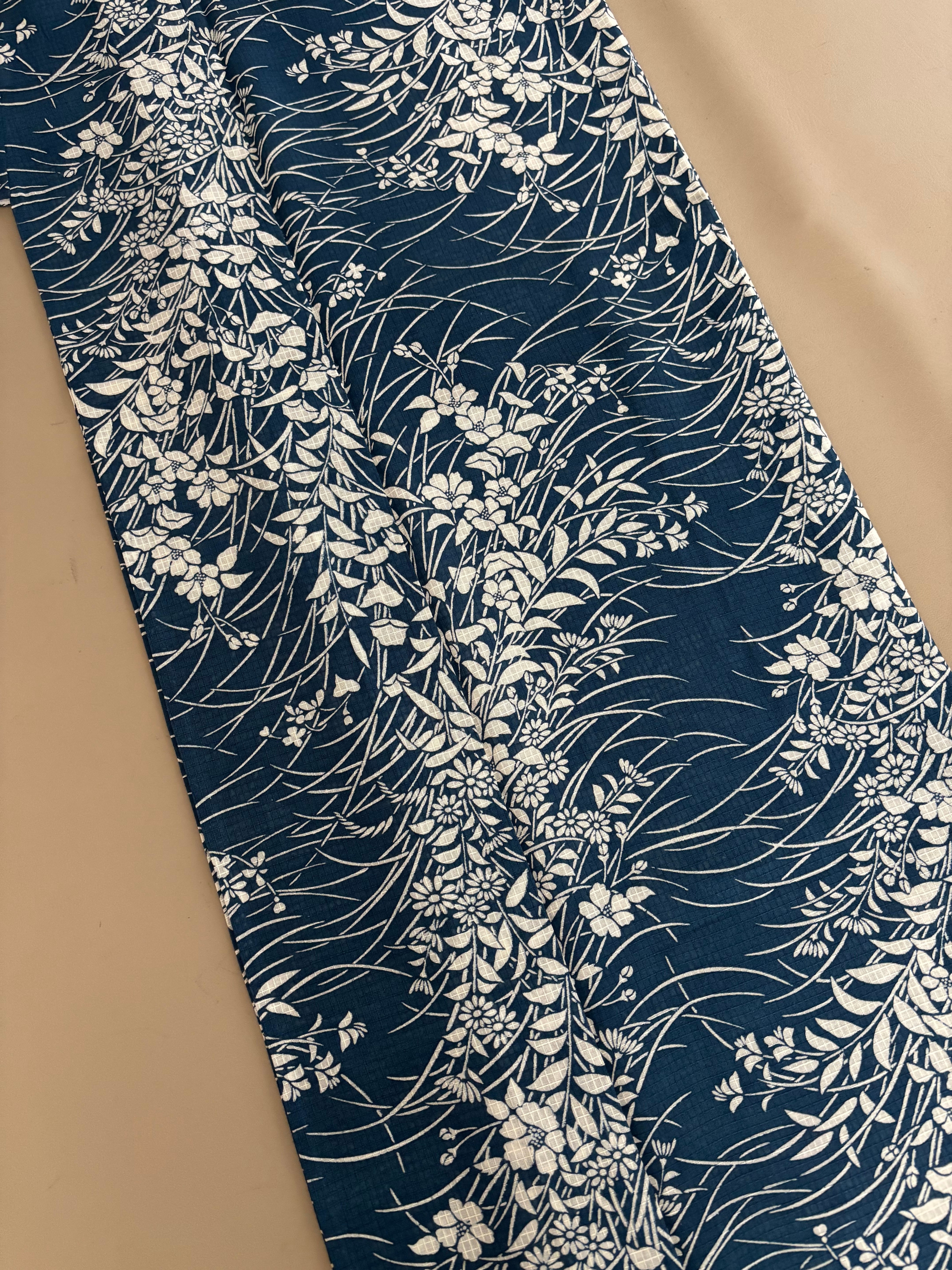 木綿 藍染 上質浴衣 綿紅梅 広襟 | きもの奏
