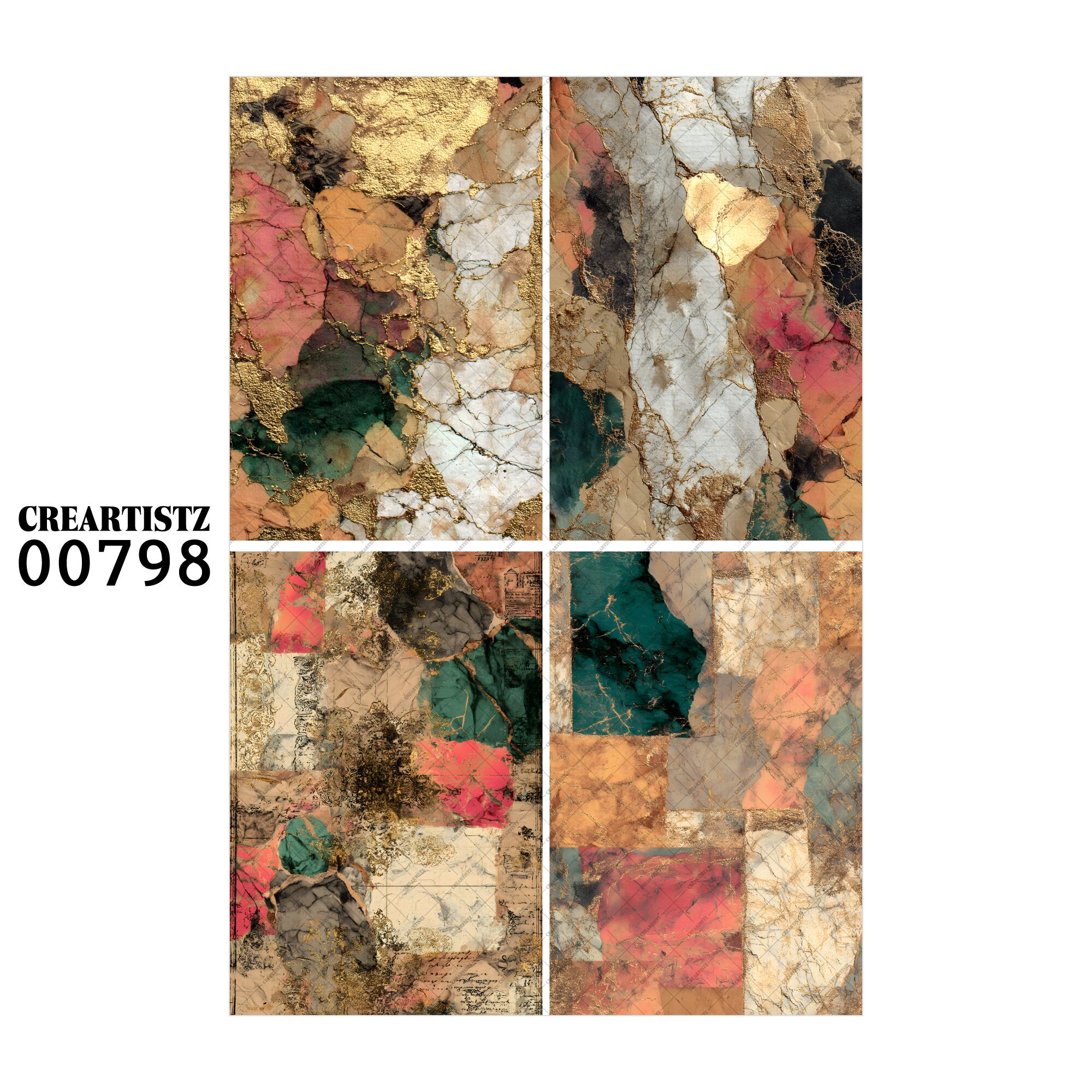 00798 背景 コラージュ素材 オリジナル 12枚セット (4種類×3枚) ペーパー/ステッカー CREARTISTZ