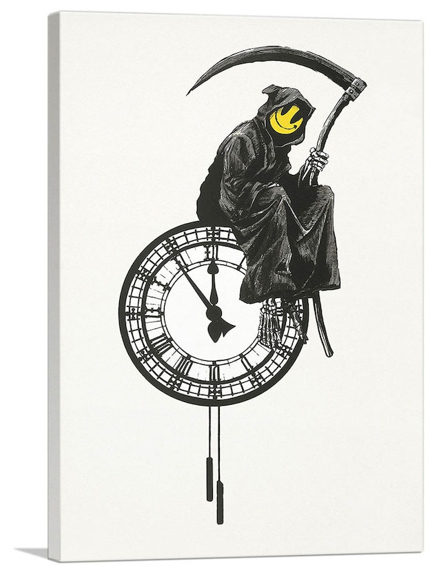 バンクシー「グリム リーパー/Grim Reaper」展示用フック付きキャンバスジークレ