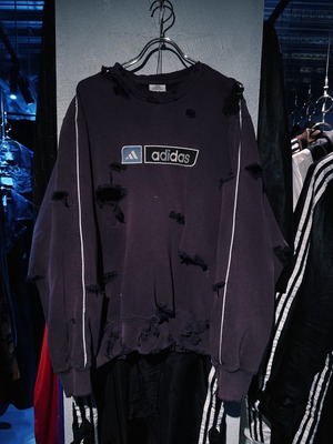 【D4C】vintage "adidas" performance logo design boro custom pullover sweat