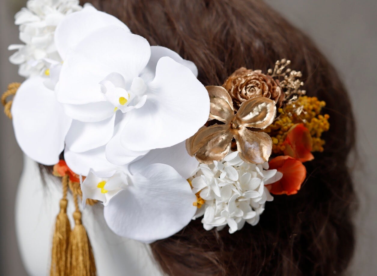 凛とした胡蝶蘭髪飾り︎ ホワイト 振袖 成人式 ヘアドレス ヘア