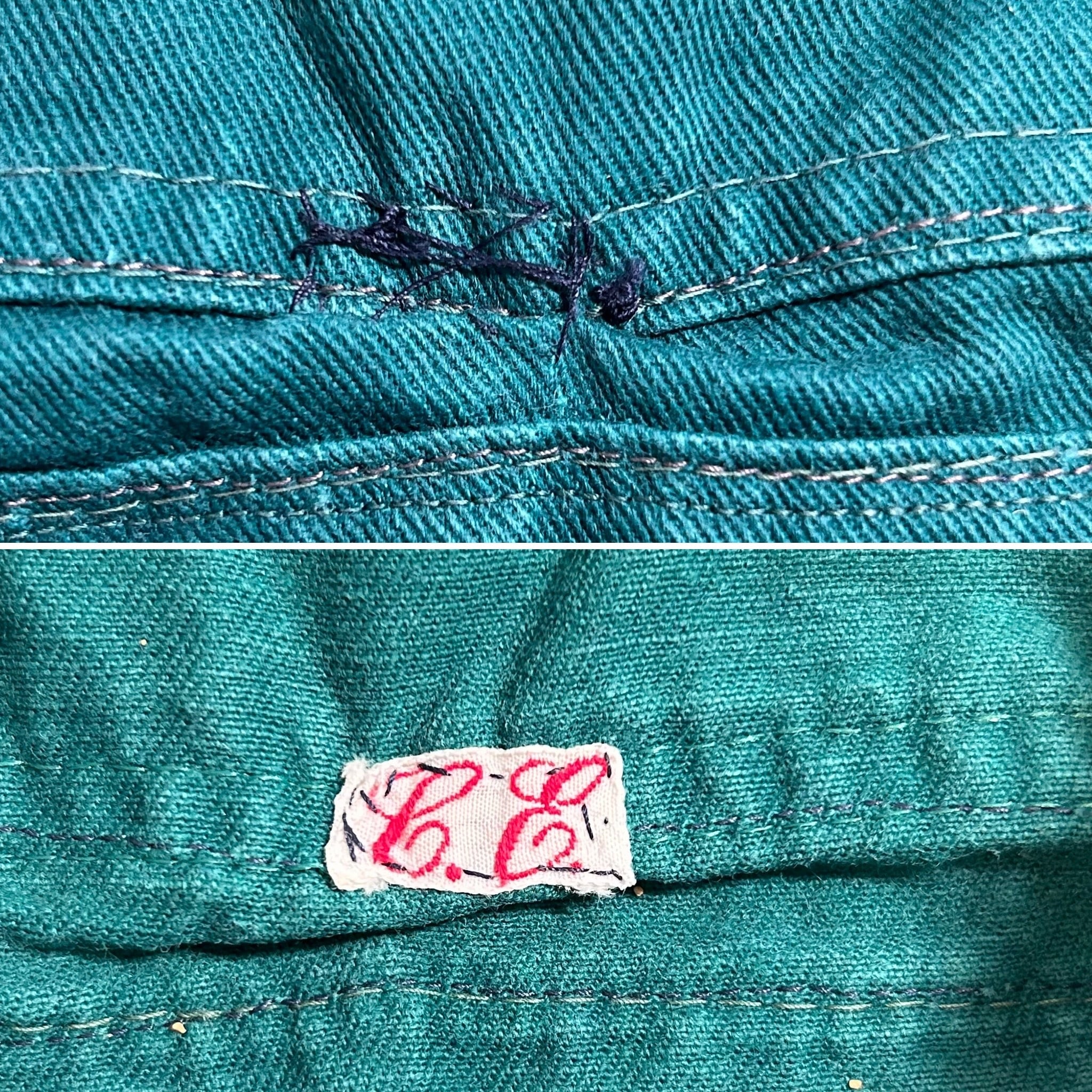 10401 ヨーロッパサロペット オーバーオール グリーン イタリア語 W37