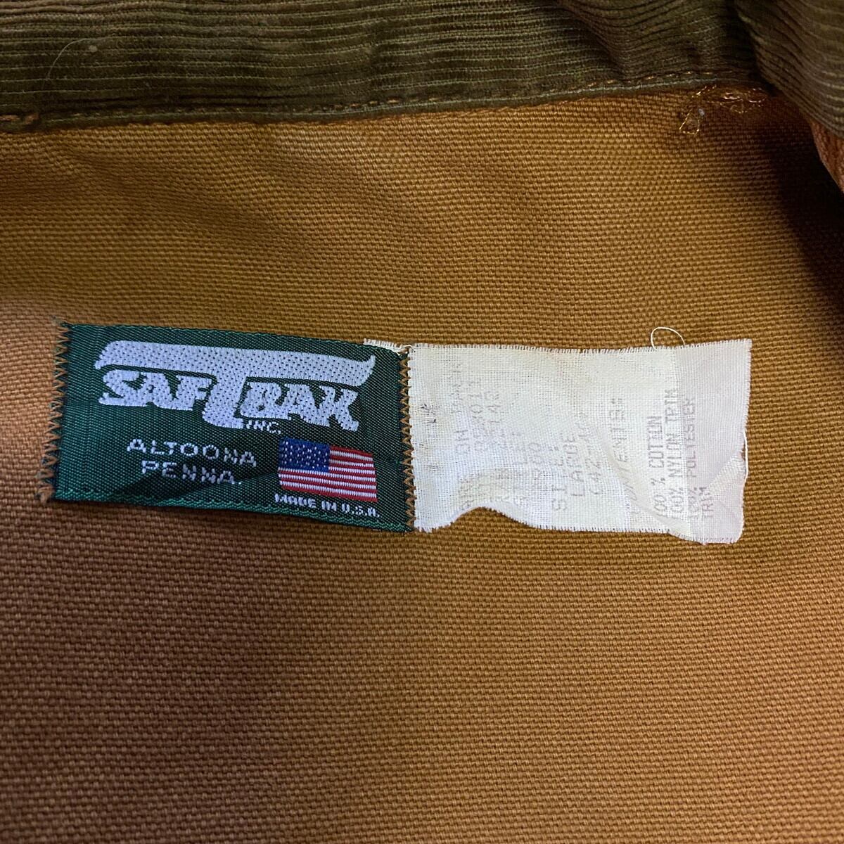 80年代 USA製 SAFTBAK ダック地 ハンティングジャケット メンズL 古着