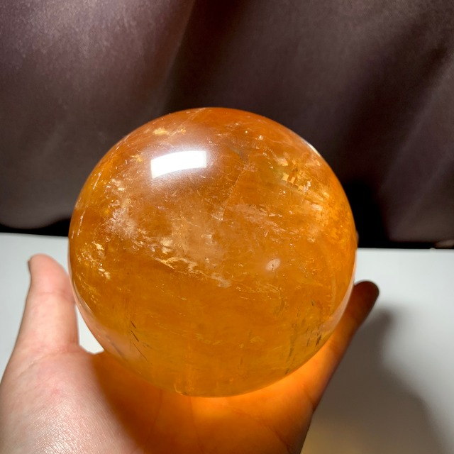 大玉✩蜂蜜の様な色合い♪ギラギラディープゴールデンカルサイトスフィア