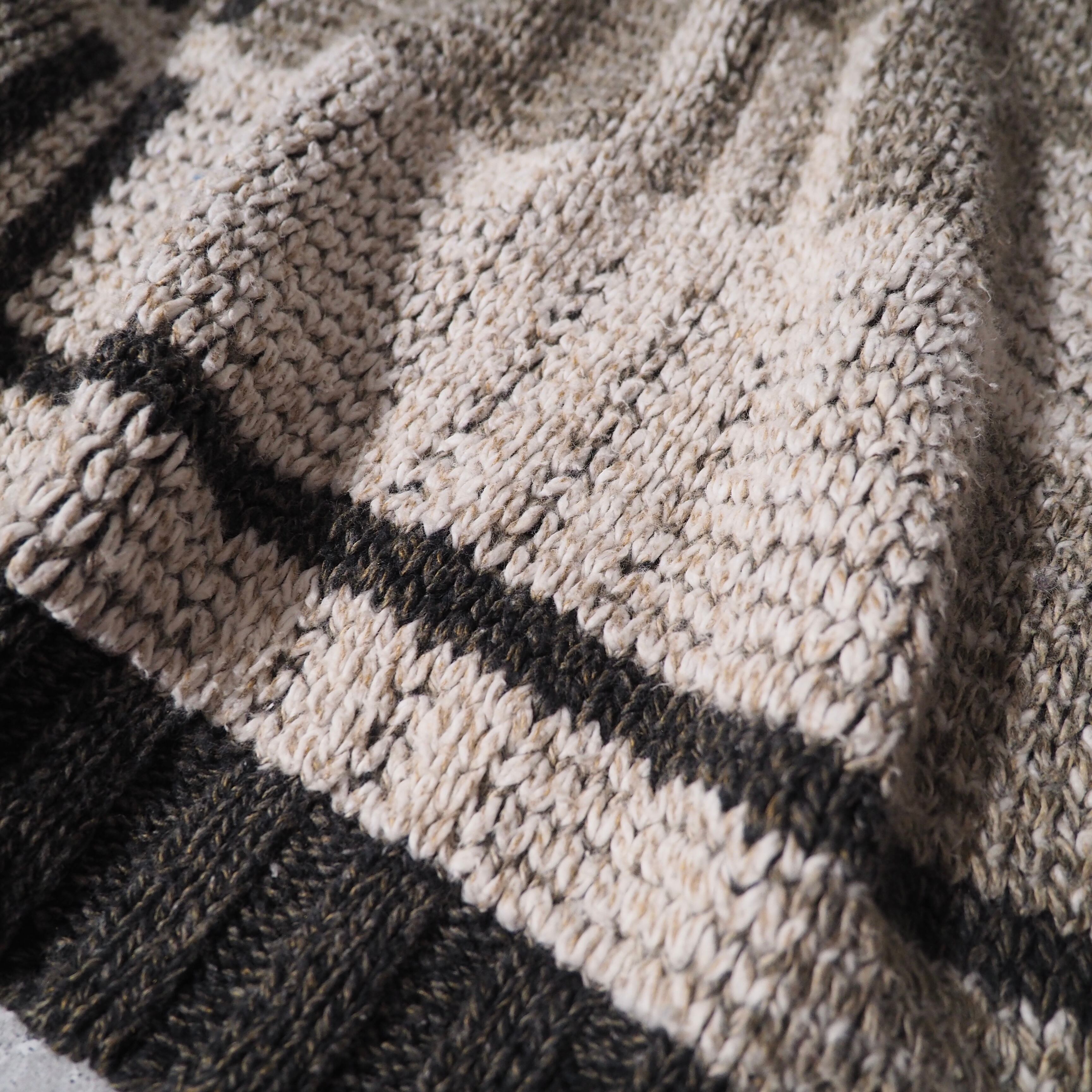 1990s " Made in USA " Block check pattern vintage loose knit