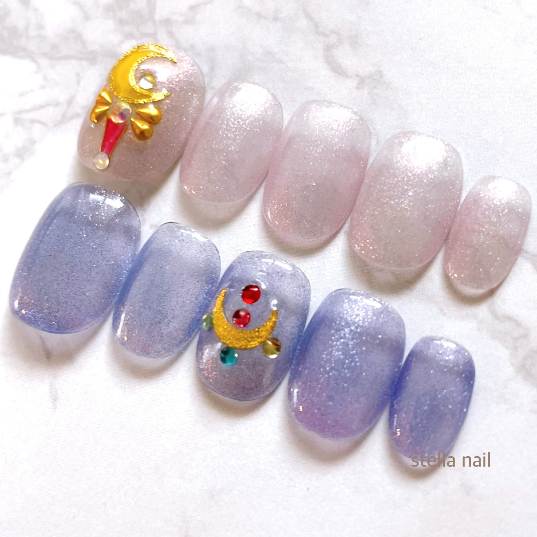 シンプルシリーズ ネイルチップ キャラネイル セーラームーン ブライダルネイル ネイルチップ Stella Nail
