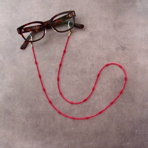 【Glasses Code】Red Coral × Glass Beads / 2way Necklace グラスコード ネックレス兼用（眼鏡ホルダー）