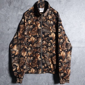 Black Floral Design Nylon Jacket