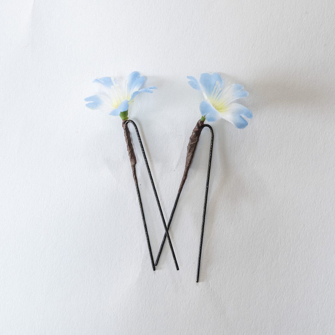 七五三/前撮り髪飾り青C】鹿の子（かのこ）ちんころ＆タッセル付き組紐