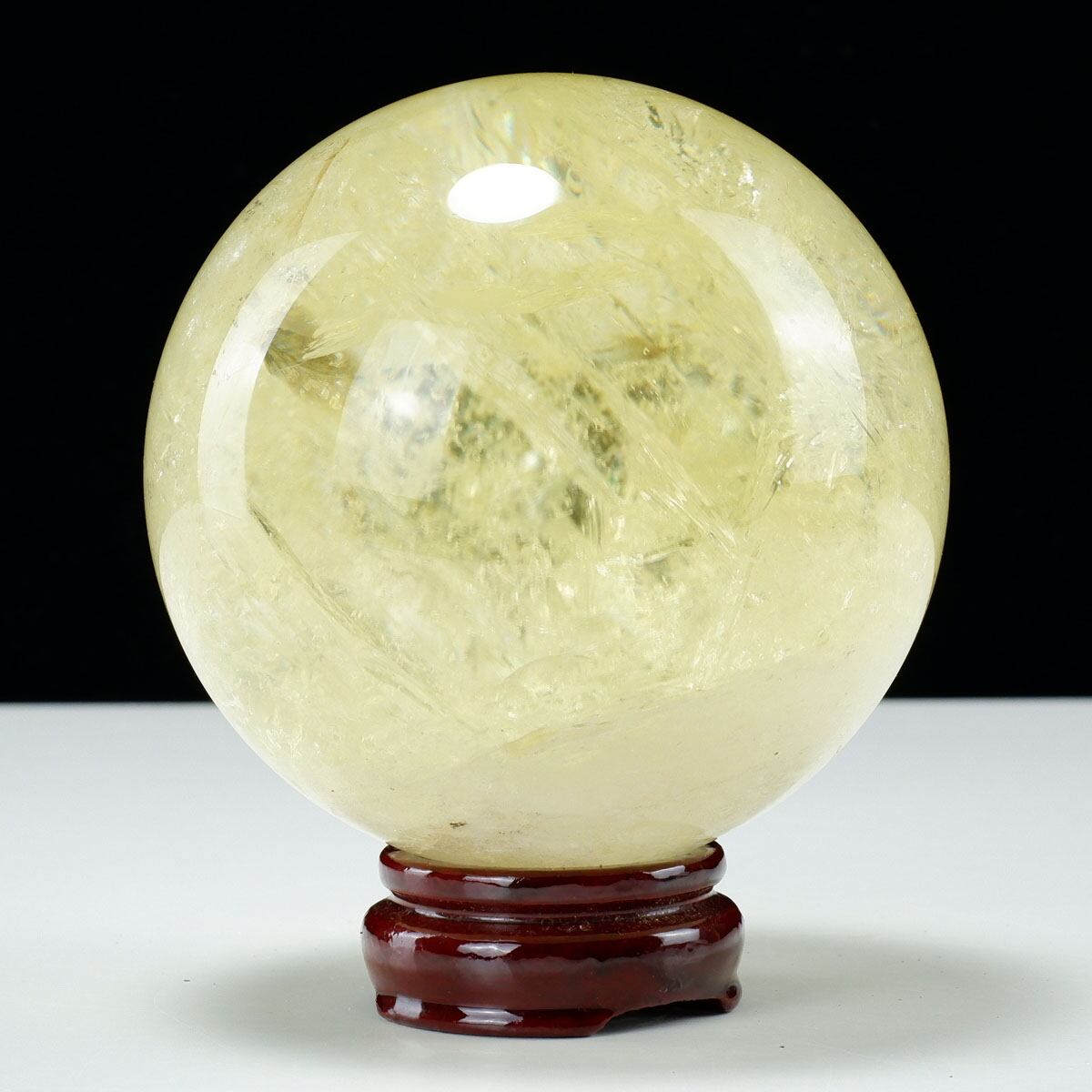 2.1Kg シトリン 丸玉 スフィア 虹入り 120mm 一点物 161-159