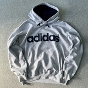 adidas デサント社 アディダス スウェット プルオーバー パーカー フーディー 霜降りグレー O〜Lサイズ Vintage ビンテージ ヴィンテージ 古着