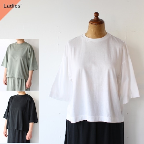 Siora ５分袖カットソー / Extra long cotton wide tee