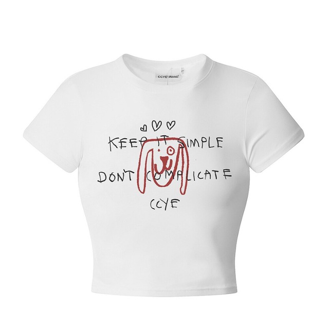 hand-drawn dog short-sleeve tee　ハンドライティングドッグ半袖ティー　J2067